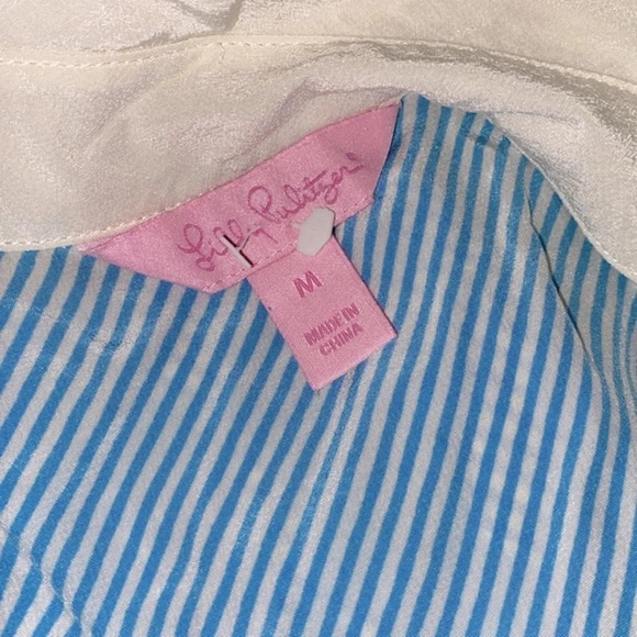 Lilly Pulitzer striped blue silk top sleeveless size medium - Picture 4 of 6